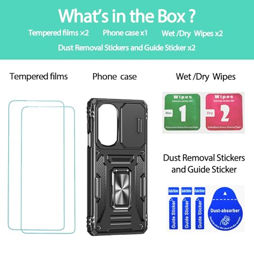 Moto Edge Plus 2022 Case with Screen Protector Slide Camera Cover, Black - color: ZS Black, size: Moto Edge Plus (2022)
