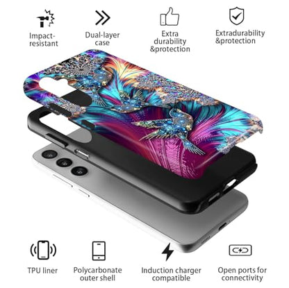 Compatible for Samsung Galaxy S26 5G Case,Double Layer Shockproof Protection Heavy Duty Phone Cover,Sparkling Diamond Bird Pattern - color: Sparkling Diamond Bird Pattern, size: S26