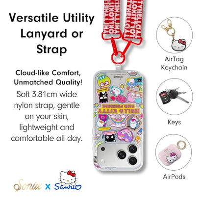 Sonix x Sanrio Crossbody Utility Phone Strap | Adjustable Lanyard Hands-Free Accessory, Universal Tether Tab Attachment - color: Hello Kitty