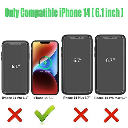 Wireless Charging Case for iPhone 14, 10000mAh High Capacity Portable Rechargeable Protective Battery Case Wireless Charging Compatible with iPhone 14 (6.1 inch) Extended Battery Charger Case (Black) - size: iPhone 14