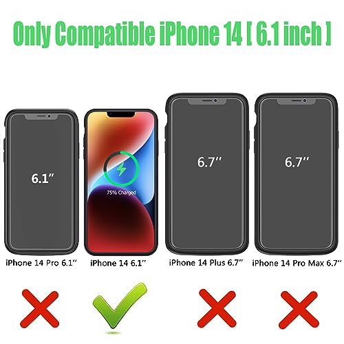 Wireless Charging Case for iPhone 14, 10000mAh High Capacity Portable Rechargeable Protective Battery Case Wireless Charging Compatible with iPhone 14 (6.1 inch) Extended Battery Charger Case (Black) - size: iPhone 14