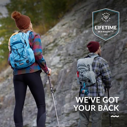 Water Buffalo Sherpa 22L Hiking Hydration Backpack, 2L Bladder | Hiking Backpack with Water Bladder, Waterproof Zippers, Phone Compartment, Trekking Pole Holders, Padded Straps - color: Navy Blue