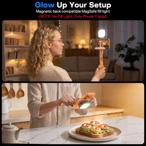 OMOTON TP03 [Ultra-Slim] 360° Rotating for MagSafe Tripod with Hook, Orange - color: Orange