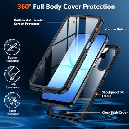 SPIDERCASE for Samsung Galaxy A17 Waterproof Case, IP68 Waterproof Case, Military-Grade Drop Protection, Full-Body Shockproof Dustproof Cover,Black - color: Black/Clear, size: Galaxy A17 6.7"