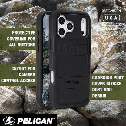 Pelican Voyager iPhone 17 Pro Max Case - Rugged MagSafe Phone Case - Black | Magnetic Phone Case w/24ft Military Grade Drop Protection - Phone Cover w/ Belt Clip Holster Kickstand for iPhone 17 Pro Max - color: Voyager - Black - Pro Max, style: iPhone 17