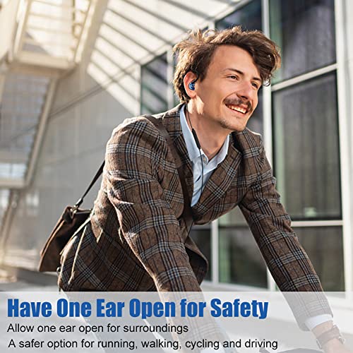Wired Stereo-to-Mono Single Earbud with Mic and Control, Right Ear Only