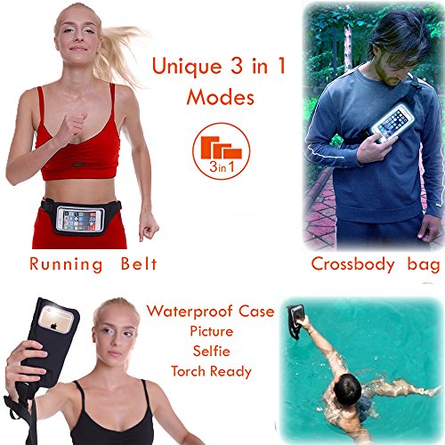 Ultimate Black Waterproof Running & Swimming Belt - Essentials Holder for Gym, Beach, Kayaking, Ski - Fits iPhone, Samsung - Touchscreen IPX8 Dry Waist Bag Pouch - Adventure-Ready Performance - color: Stylish Black