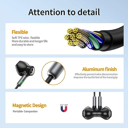BENEWY Wired Earbuds 3.5mm Magnetic Earphones with Microphone Headphones - color: Black