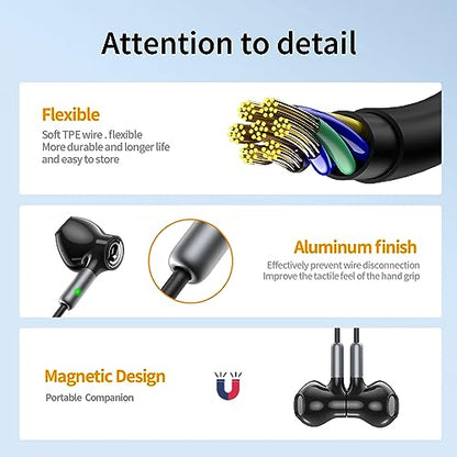 BENEWY Wired Earbuds 3.5mm Magnetic Earphones with Microphone Headphones - color: Black
