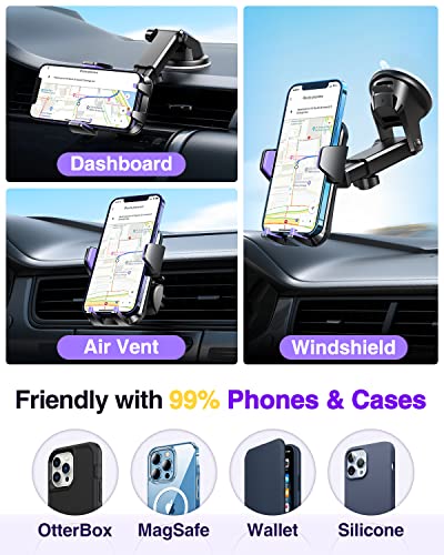 VANMASS【85+LBS Strongest Suction & Military-Grade Ultimate Car Phone Mount - color: Purple
