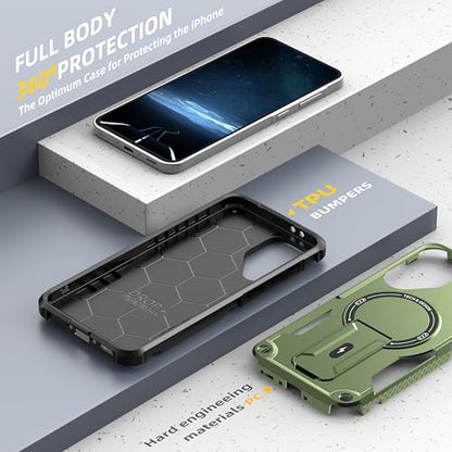 for Galaxy A37/A36-5G Case Military-Grade Dropproof Phone/Invisible Kickstand with MagSafe/HD Screen Protector, Protective Magnetic Phone Cover for Samsung Galaxy A37 4G/5G&A36 5G (Green) - color: Green
