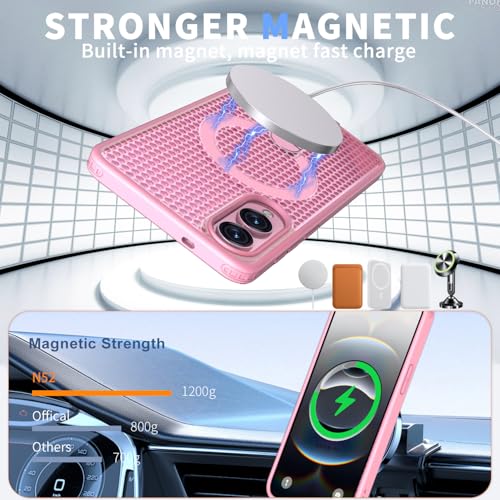 for Samsung Galaxy S25 Edge Case with Stand Compatible with MagSafe +1 Screen Protector, [Built in Kickstand &Magnet][Heat Dissipate] Protective Matte Case for Galaxy S25 Edge (Pink) - color: Pink