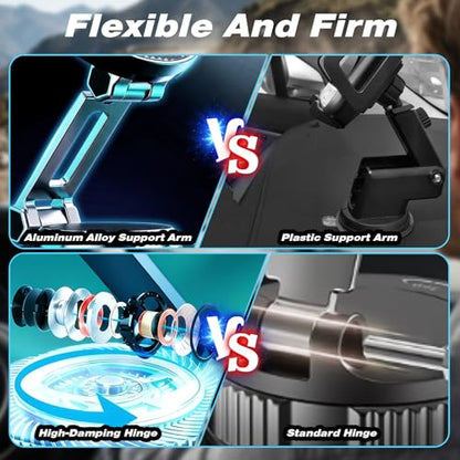 JOUJBAIL Upgraded Car Phone Holder for Magsafe [108LBS Ultra Suction] 360° Adjustable Vacuum Magnetic Phone Holder, Foldable Cell Phone Mount for iPhone 12-17 Series & Android, Great Gifts
