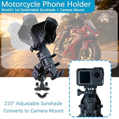 Motorcycle Phone Mount with Rain Cover & Vibration Dampening