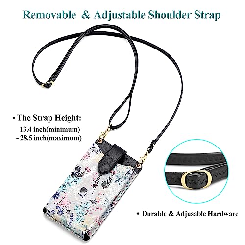 Peacocktion Small Crossbody Cell Phone Purse for Women, Lightweight Mini Small Crossbody Bags for Women with Card Slots - color: 17-black Floral