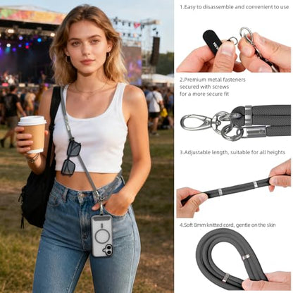 Phone Lanyard, 3 Ways to Wear: Crossbody, Neck and Wrist Strap - color: Grey
