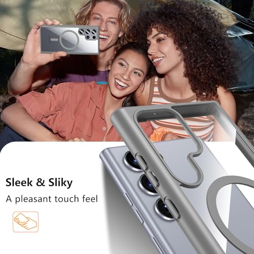 Hensinple for Samsung Galaxy S22 Ultra Case Magnetic, Galaxy S22 Ultra Phone Case Wireless Charging, Clear Hard Back Shockproof Cover Case 6.8 Inch, Gray - color: Gray-S22 Ultra, size: Galaxy S22 Ultra 6.8 inch