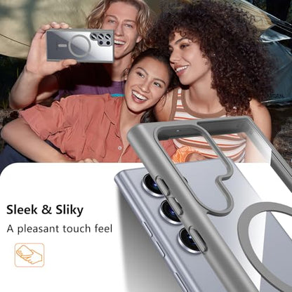 Hensinple for Samsung Galaxy S22 Ultra Case Magnetic, Galaxy S22 Ultra Phone Case Wireless Charging, Clear Hard Back Shockproof Cover Case 6.8 Inch, Gray - color: Gray-S22 Ultra, size: Galaxy S22 Ultra 6.8 inch