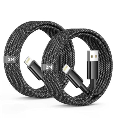 USB A to Lightning Cable 6FT 2Pack,[Apple MFi Certified] Long iPhone Charger Lightning Cable Cord Nylon Braided Black Fast Charging Cord for iPhone 14/13/12/11 Pro Max/X/8/7/6/SE,iPad Pro/Mini,AirPods