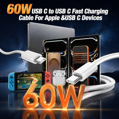 LOFPYE 3-Pack 60W USB C to USB C Cable 3.3FT+6.6FT+10FT for iPhone 17/16/15 - color: White, size: 10FT+6.6FT+3.3FT