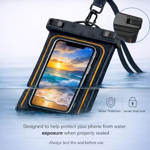 2-Pack IPX8 Floating Waterproof Phone Pouch, Dry Bag with Lanyard, Fits up to 7.2”, Compatible with iPhone 16/15/14/13 Pro Max, Galaxy S25/S24 Ultra, Pixel for Snorkeling, Kayaking(Black-Black) - color: Black /Black