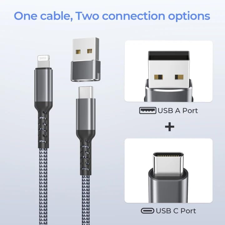 Elebase for Old iPhone 13 USB Car Charger Cable 3.3FT with Adapter - color: Straight-Gray, size: 3.3 FT