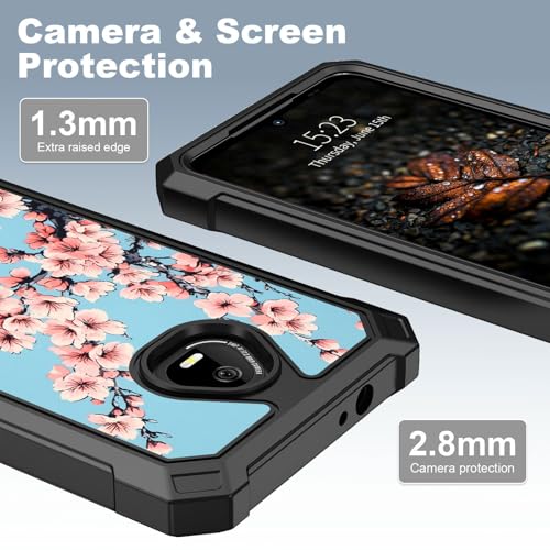 for Schok Volt Sv67q Sv67332 Case with Screen Protector, Military Grade Drop Protection, Dual Layer Hybrid Shockproof Protection TPU Phone Case for Schok Volt Sv67q, Peach Blossoms - color: Peach Blossoms