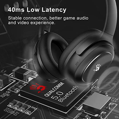 Bloody M320 Bluetooth Wireless Gaming Headset, Active Noise Canceling, Dual-Connectivity, Built-in 5 Mics, 3D Surround Sound, Lightweight Over-Ear Headphone