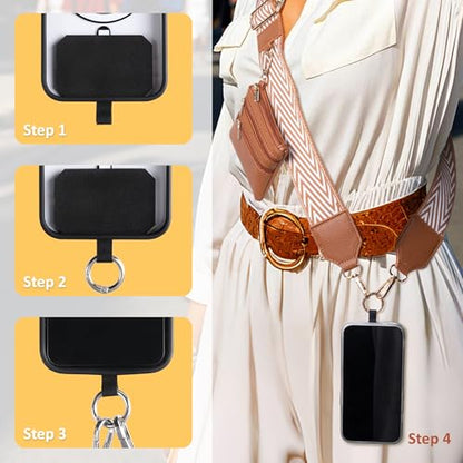 BARGIFTS Clip and Go Strap for Phone with Wallet Crossbody, Cell Phone Lanyard with Zippered Pouch, Adjustable Phone Strap Crossbody with Wallet - color: A-Light Brown