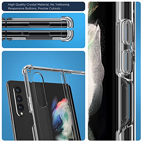 MAKAVO for Samsung Galaxy Z Fold 3 5G Case [Enhanced Corner Protection] Non-Yellowing Crystal Soft TPU Bumper Shockproof Hard Clear Back Cover 2021