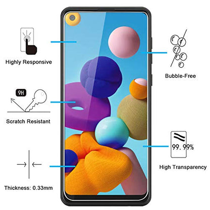 NEW'C 3 Pack Designed for Samsung Galaxy A21 Screen Protector Tempered Glass, Case Friendly Scratch Resistant,Bubble-Free, Ultra Resistant - size: A21 6.5 inches