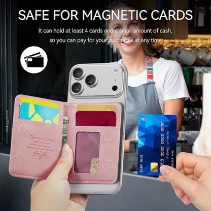Defencase for Magsafe Wallet Magnetic Card Holder RFID Blocking, Rose Pink - color: Elegant Rose Pink