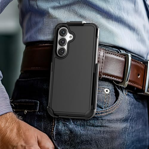 Encased for Samsung Galaxy A16 5G Case with Belt Clip, (Challenger Series) Dual-Layer Protection and Phone Holster (Black) - size: A16