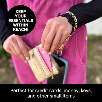 Save the Girls Clip & Go Phone Chain with Wallet Pouch, Silver - color: Silver Chain With Zipper Pouch, Gold Gun Metal Black Rose - Pouch
