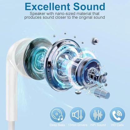 2 Pack-USB C Headphones for iPhone 17/16/15 Pro Max,Type C Earbuds Wired Earphones with Mic & Remote Control Noise Cancelling for iPhone 17/16/15 Plus/Air/Pro, iPad Pro, Galaxy S25/S24/S23/S22,Note 20