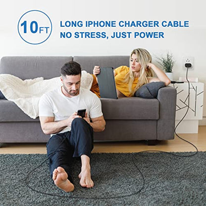 iPhone 14 13 Charger Fast Charging 10 FT, 20W USB C Charger Block & Cable - color: Deep Black