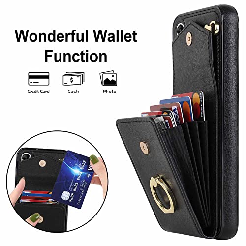 Asuwish Wallet Case for Samsung Galaxy A16 5G/4G Women Men Black | with Tempered Glass Screen Protector, Ring Holder, RFID Blocking, Card Holder, Wrist Strap, PU Leather, Cover for A 16 - color: Black