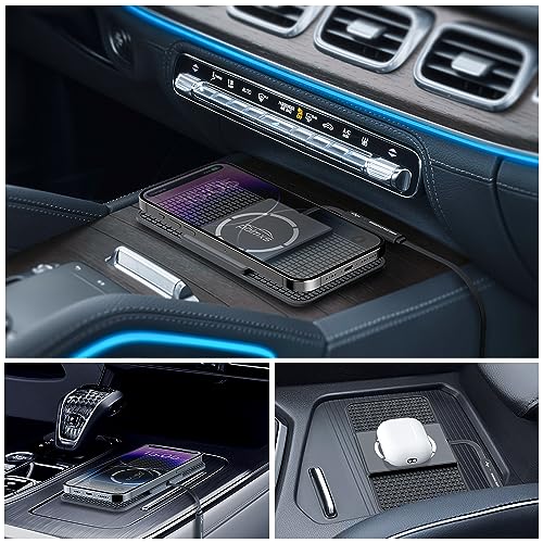 Magnetic Wireless Car Charger Charging pad,POLMXS 15W Fast Wireless Phone Charger car Cell Phone coldless Charging mat Compatible with iphone12/13/14/15 Series airpod (C11L)