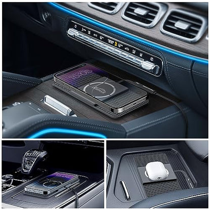 Magnetic Wireless Car Charger Charging pad,POLMXS 15W Fast Wireless Phone Charger car Cell Phone coldless Charging mat Compatible with iphone12/13/14/15 Series airpod (C11L)