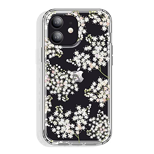 GYZYA for iPhone 12 Mini Case 5.4 Inch Clear with Design, Protective Slim TPU Cover + Shockproof Bumper for Women and Girls (Wildflower) - color: Floral 06, size: iPhone 12 mini (5.4 inch)