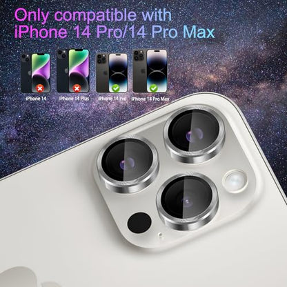 Camera Lens Protector for iPhone 14 Pro/14 Pro Max, Silver - color: Silver