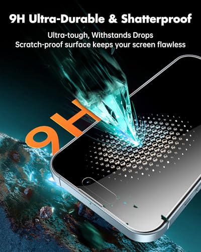 UNBREAKcable 2PCS Screen Protector for iPhone 15-1 Privacy Tempered Glass+1 Clear Glass Double Shatterproof [Easy Installation Frame] [9H Hardness] [Case Friendly] Anti-Scratch for iPhone 6.1 inch - size: iPhone 15