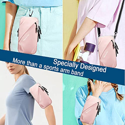 Phone Holder Arm Bands, Small Crossbody Shoulder Holsters Bag with Arm Band, Fits iPhone and All Cell Phones, Use for Running, Walking, Hiking & Biking (Plus Size,Pink) - color: Pink