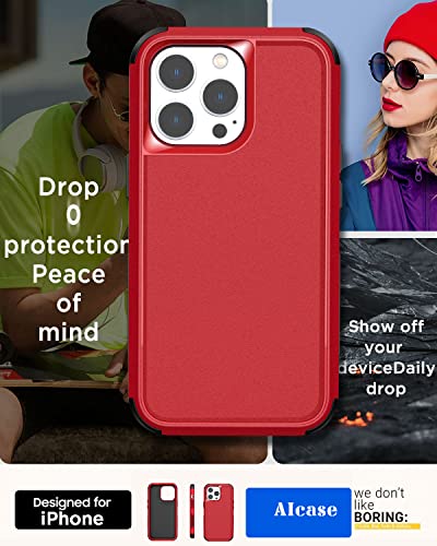 AICase for iPhone 14 Pro Max Case(6.7")Case,Heavy Duty 3-Layer Rugged Pocket-Friendly Phone Cover,Durable Military Grade Protection Shockproof/Drop Proof/Dust-Proof Protective for iPhone 14 Pro Max - color: Red