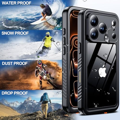 MOZOTER for iPhone 17 Pro Max Case Waterproof,[IPX8 Underwater Case][Full Body Shockproof & Military Dropproof] Clear Sound Quality Built-in Screen Protector for iPhone 17 Pro Max 6.9 inch-Black - size: For iPhone 17 Pro Max-6.9"