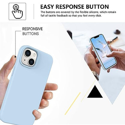 GUAGUA Compatible with iPhone 13 Case 6.1 Inch Liquid Silicone Soft Gel Rubber Slim Thin Microfiber Lining Cushion Texture Cover Shockproof Protective Phone Case for iPhone 13, Light Blue - color: Light Blue, size: iPhone 13