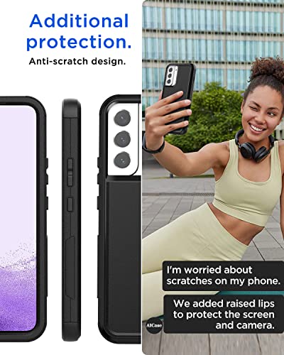 AICase for Galaxy S22 Case,Heavy Duty Rugged Pocket-Friendly Phone Case,Durable Military Grade Protection Shockproof/Drop Proof/Dust-Proof Protective Cover for Samsung Galaxy S22 6.1“ (Black) - color: Black Case