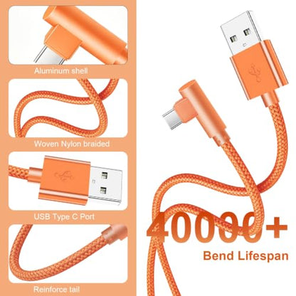 OCEEK USB-A to USB-C Right-Angle Cable 3Pack 6FT, Nylon Braided - size: 6FT
