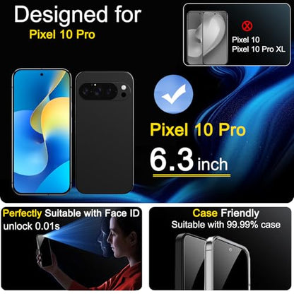 Ferilinso 3 Pack Privacy Screen Protector for Google Pixel 10 Pro - size: Google Pixel 10 Pro 6.3 inch