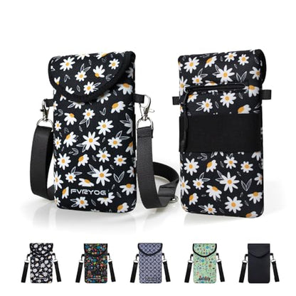 Neoprene Phone Sleeve Pouch Case Bag for Men Women w/Crossbody Strap/Neck Lanyard for iPhone 17/16/15/14 Pro Max, Samsung S25，Pixel 10 - color: Chrysanthemum Cell Phone Sleeves